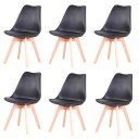 Sillas de comedor Set de 6 piezas Estilo escandinavo Concha con asiento acolchado de PU Altura del asiento 48 cm Patas de madera 2