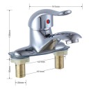 Silver Bathroom Basin Mixer Tap with Double Hole 10.5 x 14.1 cm Plastic Steel Alloy Hot and Cold Water Ceramic Core 2