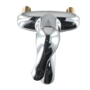 Silver Bathroom Basin Mixer Tap with Double Hole 10.5 x 14.1 cm Plastic Steel Alloy Hot and Cold Water Ceramic Core 3
