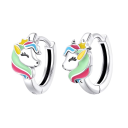 Silver Unicorn Hoop Earrings for Women in 925 Sterling Silver, Ideal Gift for Birthdays, Weddings or Engagements 1