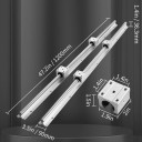 Șine de ghidare liniare SBR20 set 1200 mm 2 șine și 4 blocuri de rulare dimensiuni 1200 x 90 x 36,3 mm argintii pentru alunecare 2