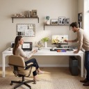Single-Coloured Office Desk 199 cm Top and Legs in the Same Shade Workstation for Two People on Square Legs Load Capacity up to 90 kg 5