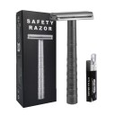 Single Edge Razor 10.5 x 4.4 cm Aluminium Alloy 5 Replacement Blades Manual Safety Razor for Men and Women 1