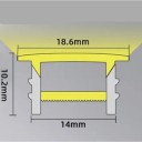 Široký silikonový LED profil 14 x 10 mm S lemem 18,6 mm Dĺžka 1 m Ohebný Difuzor Do drážky Biely Pre zapustený LED pásik Bez pásku 2