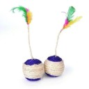 Sisal-raapimapallo höyhenellä 6,5 cm Kissanlelu Sisal-lelu kissanpennulle 4