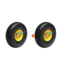 Sistem de 2 piese cu anvelope PU solide 115×255×82 mm, roată plină cu miez metalic și ax, construcție rezistentă, disc galben, piesă de schimb 4