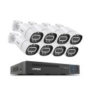Sistema de câmaras de segurança 5MP 8 câmaras 90° conjunto de vigilância aplicação móvel XMEye Pro branco para monitorização da casa e arredores 1