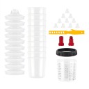 Sistema di bicchieri per pistola a spruzzo 600 ml Set da 10 pezzi con coperchi e filtro da 125 microni Adattatori M16 x 1,5 Trasparenti 1