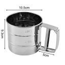 Sită de făină din oțel inoxidabil 15,5 x 10,5 x 9,3 cm Sită de bucătărie cu mâner Sită fină pentru copt prăjituri, plăcinte și produse de patiserie dulci și sărate 4