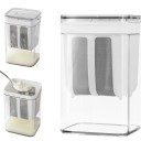 Sítko na přípravu řeckého jogurtu s odkapávací nádobou a víkem o objemu 1800 ml o rozměrech 13 x 10 x 20,4 cm v bílém provedení 1