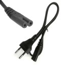 Síťový napájecí kabel 0,6 m Eurozástrčka a konektor C7 ve tvaru osmičky Pro nabíječky fotoaparátů a adaptéry notebooků Měď a PVC Černý 1