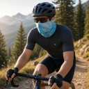 Sjaal voor de nek en nekwarmer met marmerpatroon in turquoise kleur voor fietsen, wandelen, vissen en andere sportieve activiteiten 5