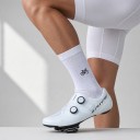 Skarpetki rowerowe do połowy łydki rozmiar M Oddychające i wysokoelastyczne Białe z motywem roweru Damskie i męskie Na rower szosowy 3