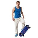 Skateboard 78,7 cm 31 pulgadas Tabla de madera multicapa con kicktail Ruedas negras y grip antideslizante Azul-rojo Para andar por la ciudad 6