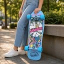 Skateboard avec roues et tampons bleus 76,2 cm 30 pouces Surface antidérapante et impression colorée Bleue Pour rouler en ville 4