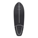 Skateboard cruiser com nariz e calcanhar levantados Comprimento 82,6 cm Superfície antiderrapante Preto e branco com rodas pretas Para a cidade 4