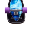 Skateboard cruiser con motivo de olas azules Longitud 81,3 cm Trucos plateados Negro con ruedas moradas Para andar por la ciudad y carriles bici 3