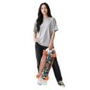 Skateboard s oranžovými kolieskami a potlačou tekvice 76,5 cm 30,12 palca Viacvrstvová drevená doska s kicktailom Bielo-oranžový Na jazdu po meste 2