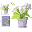 Skládaça flor margarida branca em vaso roxo 9,1 × 8 cm decoração em blocos de construção de plástico 2