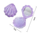 Skládací cestovní hřeben se zrcátkem 14 x 7 cm Mušle perleťový design Vymačkávací masážní hřeben s kulatými zuby Kompaktní dámský hřeben 4