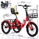 Skládací elektrická tříkolka se dvěma koši Motor 350 W Rychlost 30 km/h Dojezd 42 km Baterie 48 V LCD displej Rozměry 161 x 120 cm Do města 4
