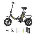 Skládací elektrické kolo 350 W Rychlost 25 km/h Baterie 36 V 10,4 Ah Kola 14 palců a displej Nosnost 120 kg Černé elektrokolo do města 1