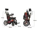 Skládací elektrický invalidní vozík pro seniory motor 500 W lehký hliník polohovací s opěrkou hlavy a Bluetooth ovládáním černá a červená 6
