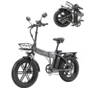 Skládací elektrokolo A20 s tlustými pneumatikami 20" × 4,0, motor 1000 W, vyjímatelná baterie 48V 18Ah, dojezd 100 km, 7 rychlostí, černé 1