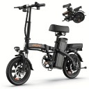 Skládací elektrokolo URLIFE s odnímatelnou baterií 48V 7,5Ah a druhým sedlem, nosnost 120 kg, dojezd 60 km, černé, městské 2