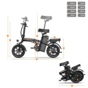 Skládací elektrokolo URLIFE s odnímatelnou baterií 48V 7,5Ah a druhým sedlem, nosnost 120 kg, dojezd 60 km, černé, městské 7