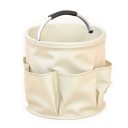 Skládací košík na nářadí s otočnými vnějšími kapsami a polstrovaným madlem objem 17 L průměr 28 cm a výška 28 cm na zahradní i ruční nářadí 2