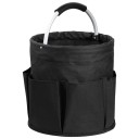 Skládací košík na nářadí s otočnými vnějšími kapsami a polstrovaným madlem objem 17 L průměr 28 cm a výška 28 cm na zahradní i ruční nářadí 6
