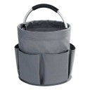 Skládací košík na nářadí s otočnými vnějšími kapsami a polstrovaným madlem objem 17 L průměr 28 cm a výška 28 cm na zahradní i ruční nářadí 8