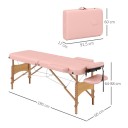 Skládací Masážní Lehátko Výškově Nastavitelné 62-88 cm s Opěrkou Hlavy Nosnost 250 kg 185 x 60 cm Dřevo a Umělá Kůže Růžové Pro Masáže 4