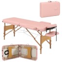 Skládací Masážní Lehátko Výškově Nastavitelné 62-88 cm s Opěrkou Hlavy Nosnost 250 kg 185 x 60 cm Dřevo a Umělá Kůže Růžové Pro Masáže 5