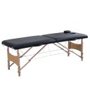 Skládací Masážní Lehátko Výškově Nastavitelné 8 Poloh 58-81 cm Nosnost 150 kg 186 x 60 cm Dřevo a PVC Otvor Na Dýchání Černé Pro Masáže 1