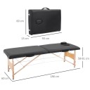 Skládací Masážní Lehátko Výškově Nastavitelné 8 Poloh 58-81 cm Nosnost 150 kg 186 x 60 cm Dřevo a PVC Otvor Na Dýchání Černé Pro Masáže 5