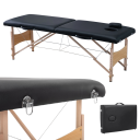 Skládací Masážní Lehátko Výškově Nastavitelné 8 Poloh 58-81 cm Nosnost 150 kg 186 x 60 cm Dřevo a PVC Otvor Na Dýchání Černé Pro Masáže 2