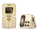 Skládací mobilní telefon Véčko s tlačítky Barevný displej 1,77 palce 6,3 x 6,3 cm Plastový kryt Dual SIM Jako druhý telefon do kapsy 2