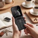 Skládací mobilný telefón Véčko s tlačítkami Barevný displej 1,77 palca 6,3 x 6,3 cm Plastový kryt Dual SIM Ako druhý telefón do vrecka 8