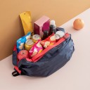 Skládací nákupní taška STACEYO voděodolná nylonová na zip s nastavitelným popruhem rozložená 40 x 40 cm tmavě modrá na nákup i cesty 2