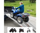 Skládací ocelové nájezdové rampy pár na motocykl a čtyřkolku nosnost 454 kg délka 193 cm pozinkované protiskluzové s popruhy stříbrné 3