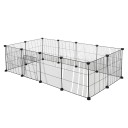 Skládací ohrádka pro hlodavce z 12 pletiv 142 x 72 x 36 cm Dvířka i protiskluzové podložky Rozteč drátů 1,5 cm Volitelný tvar výběhu Černá 1