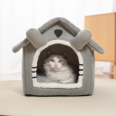 Skládací pelíšok pre mačky 42 x 34 x 38 cm Šedý domček s otvorom pre vstup Vhodný do interiéru aj exteriéru Pohodlný domček pre mačku 2