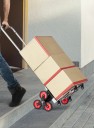 Skládací ruční vozík pro stěhování 490 × 475 × 1150 mm karbonová ocel stříbrno-černo-červený pro převážení věcí 2
