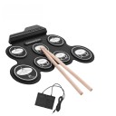 Skládací silikonová USB elektronická bicí sada přenosná rolovací cvičná souprava s pedály paličkami napájecím kabelem 43x28x2.7 cm 3