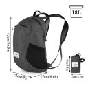 Skládací turistický batoh 18 l Voděodolný a ultralehký Sbalitelný do pouzdra Odolný nylon Unisex Na turistiku kempink a cestování 6