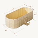 Skládací vana 150 x 50 x 55 cm vodotěsná PVC konstrukce s opěrkou béžová přenosná lázeň pro celé tělo studené i horké koupele doma 4