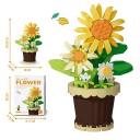 Skládačka fiore girasole giallo in vaso marrone 10 × 6 cm decorazione in mattoncini di plastica 2