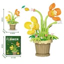 Skládačka fiore orchidea gialla e arancione in vaso beige 12 × 8,3 cm decorazione in mattoncini di plastica 2